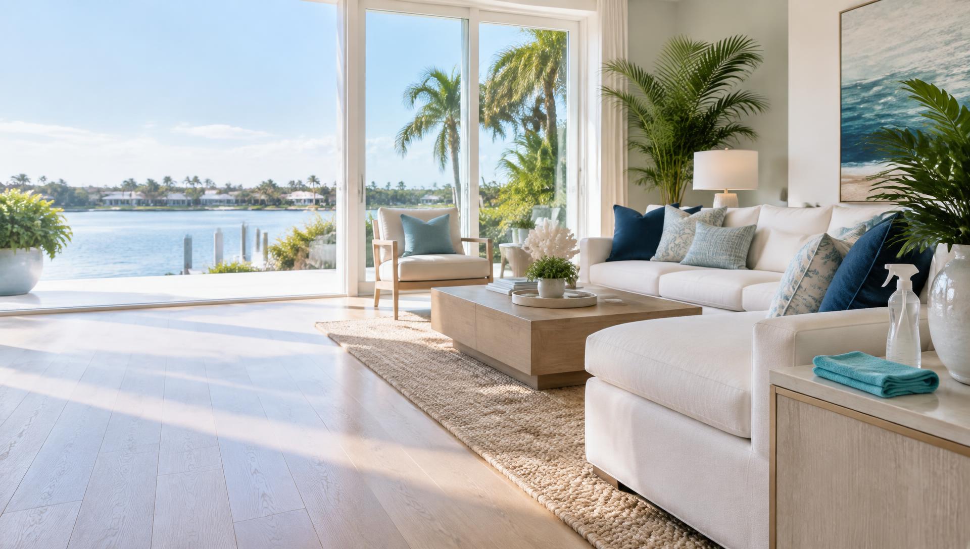 A bright, beautifully cleaned Florida living room